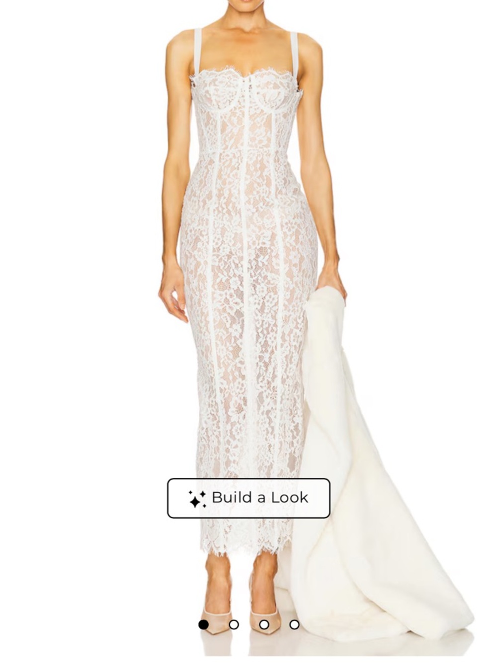 The Lace Column Dress in White by Helsa